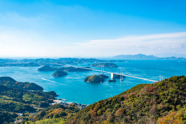 tatara bridge on shimanami kaido in setouchi, japan - 愛媛県 ストックフォトと画像